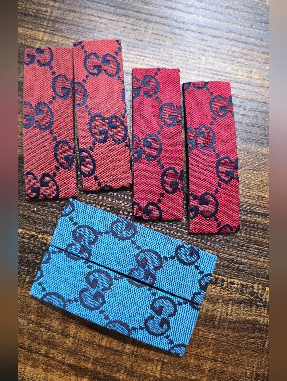 Designer-Inspired GG Pattern Card Sleeve - Red & Blue Options